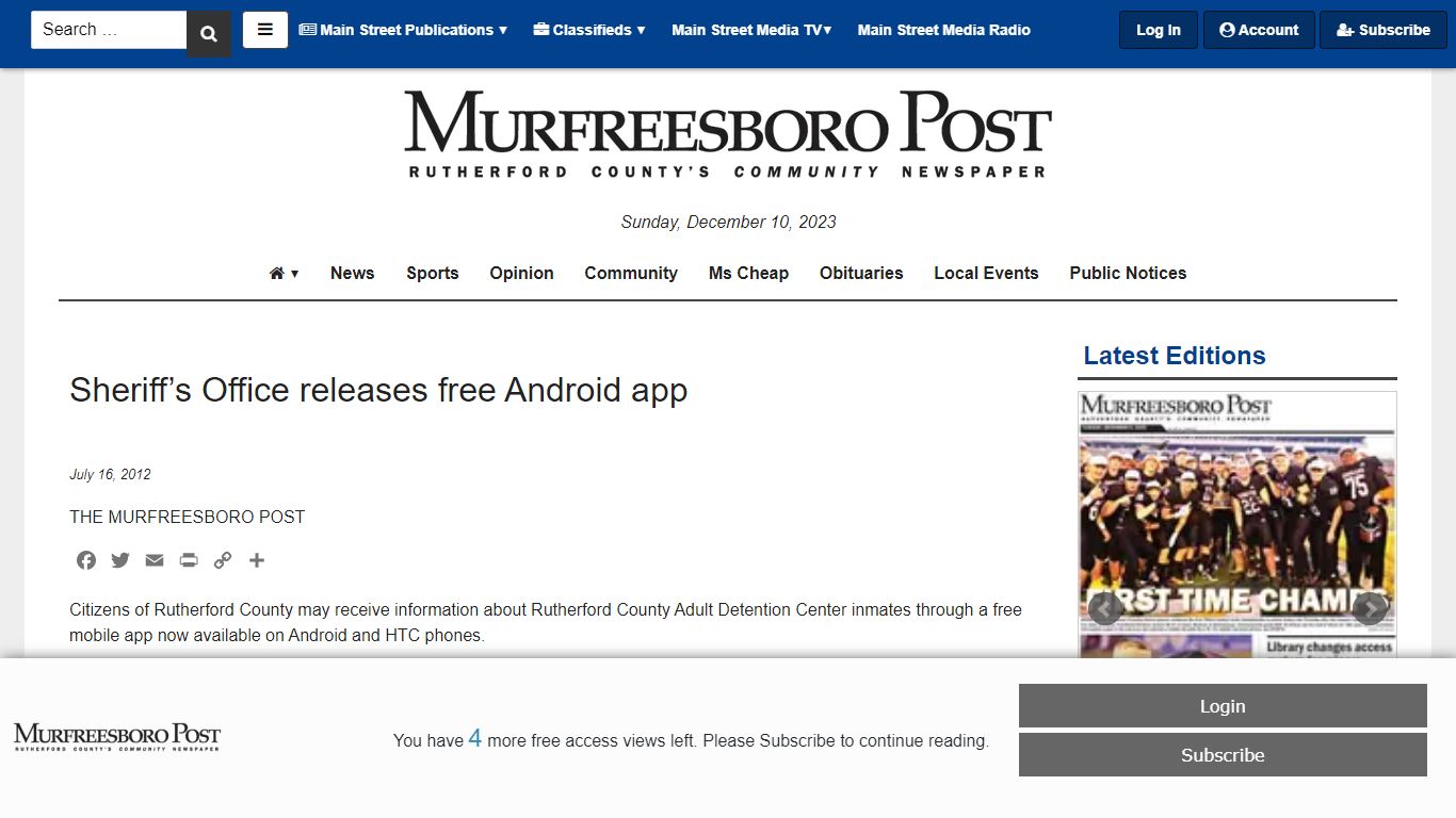 Sheriff’s Office releases free Android app